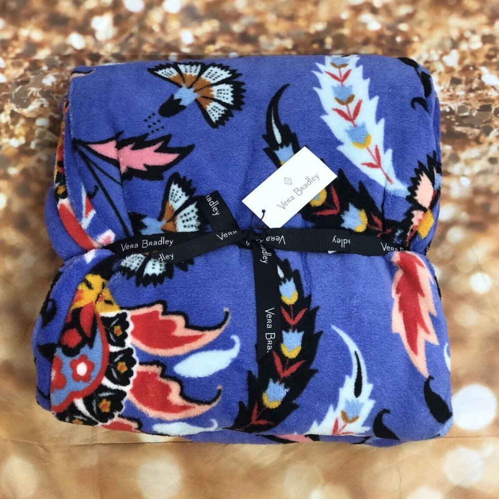 VERA BRADLEY Throw Blanket MURAL GARDEN 80 X 50 Super Soft NWT